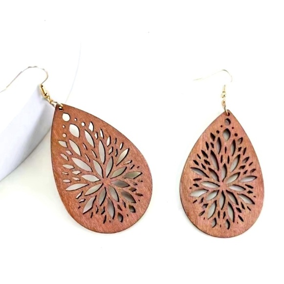 None Jewelry - Wood Bohemian Earrings